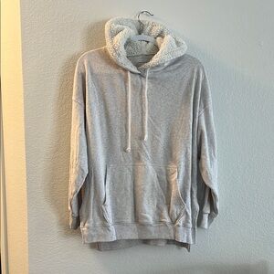 Gray Hoodie with Sherpa Lining in the Hood